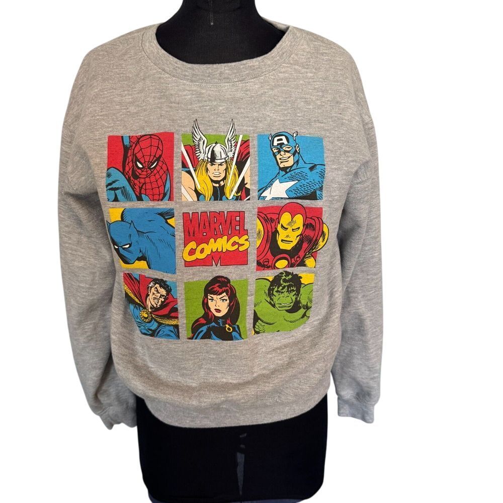 Marvel Avengers‎ Comics Women S Gray Sweatshirt Spiderman Hulk Iron Man Thor